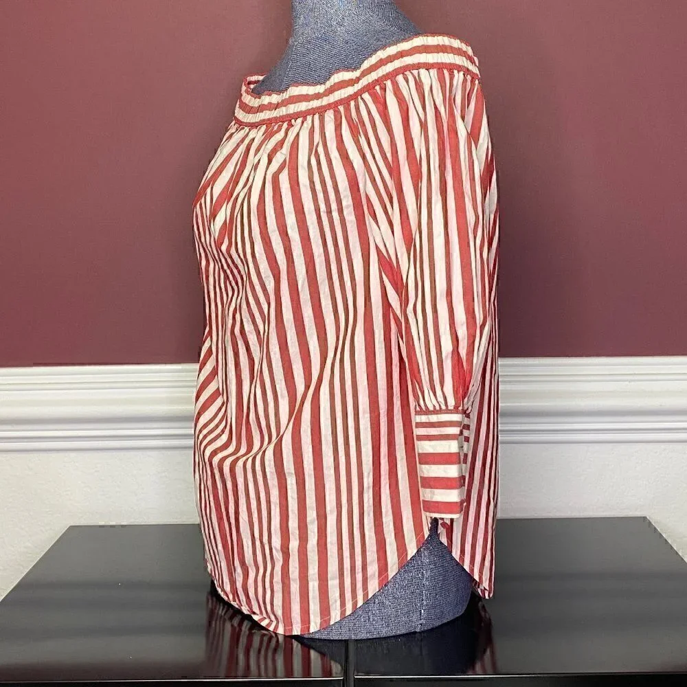 Who What Wear striped off the shoulder blouse sz M - Picture 2 of 3